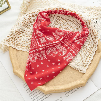 2022 Summer Vintage Print Flower Beach Bandana Hair Scarf Fashion Elastic Rubber Headbands for Women Girl Hair Accessories - 