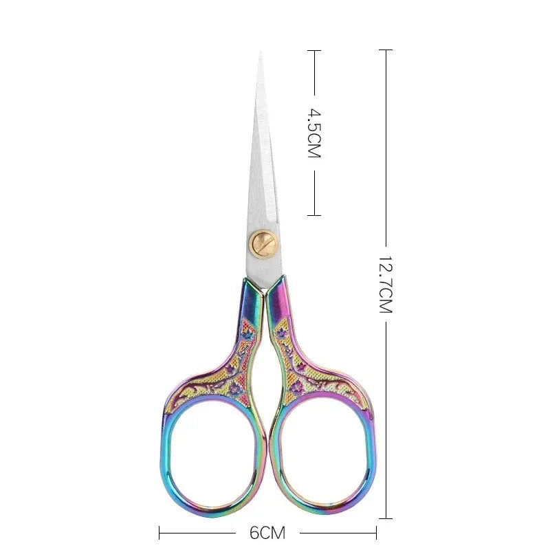 1PC Stainless Steel Vintage Scissors Sewing Fabric Cutter Embroidery Tailor Thread Scissor Tools for Sewing Shears - Titanium