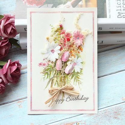General handmade dried flowers for festivals thank you Teacher's Day greeting cards business birthday greetings gift cards