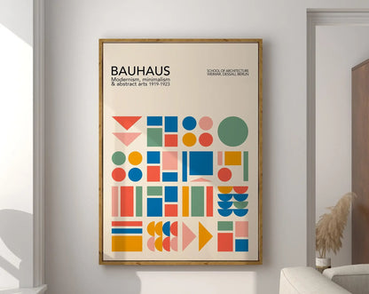 Mid Century Bauhaus Geometric Canvas Prints Poster Retro Abstract Wall Art Painting Pics for Modern Living Room Home Decorati