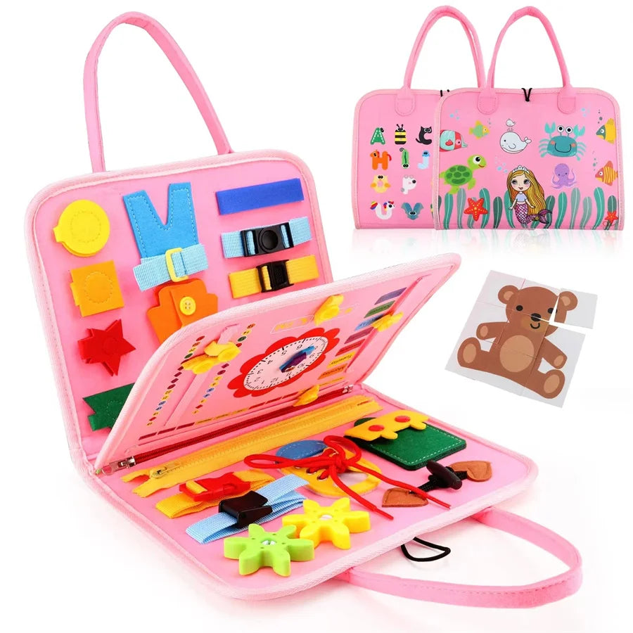 Busy Board Montessori Toys Gifts, Sensory Toys,Educational Travel Toys, Preschool Activities for Learning Fine Motor Skills -