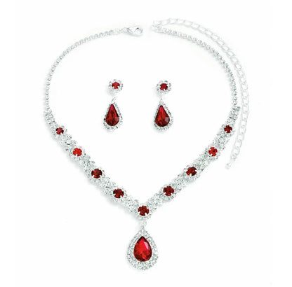 3 Pieces of Women's Crystal Droplet Necklace with Earrings Set for Wedding Evening Dress Accessories