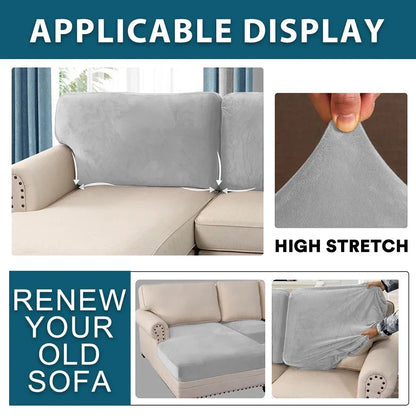 Velvet Sofa Cushion Covers for Living Room Plush Sofa Seat Cover Soft Stretch Sofas Couch Slipcover Furniture Protector