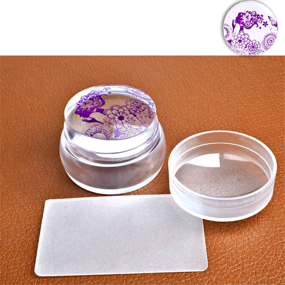 Round Silicone Stamper Transparent Stemple Do Paznokci for Nail Decoration Fashion DIY Stamp for Nails Stamping Art