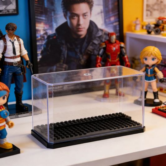 Display Case Clear Shelf Wide 3 Tier Box for Minifigures - Acrylic Protector for Small Pop Figures - Transparent Showcase Sto