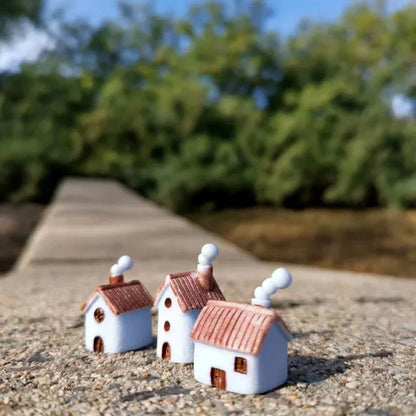 9 pcs mini house/little trees/miniatures cottage/shabby /cute/ fairy garden/gnome/moss terrarium home decor/crafts supplies