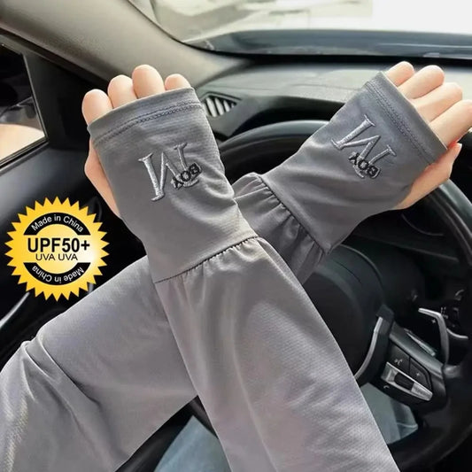 1 Pair Mens Ice Arm Sleeves Sunscreen Elastic Driving Gloves Outdoor UV Protection Arm Cover Sleeves Lightweight Cool Muff Ne