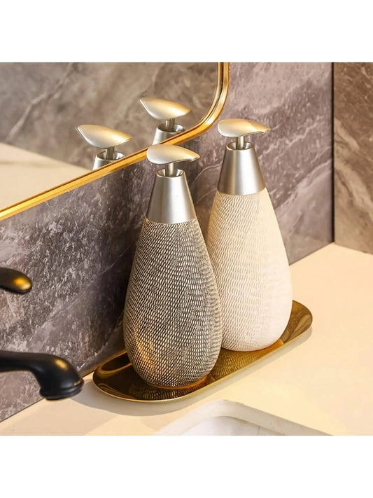 Creative Retro Style Ceramic Push-Type Soap Dispenser With Pump, Hand Soap Bottle, Suitable For Bathrooms Kitchens And Toilet