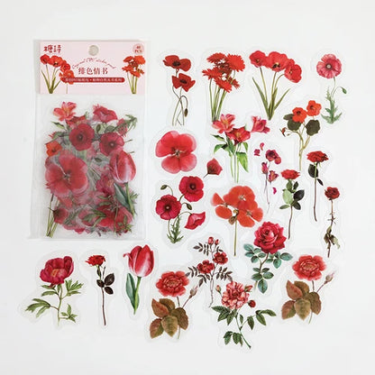 40pcs/bag Vintage Ginkgo leaves flowers PET sticker package DIY diary decoration sticker album scrapbooking - J