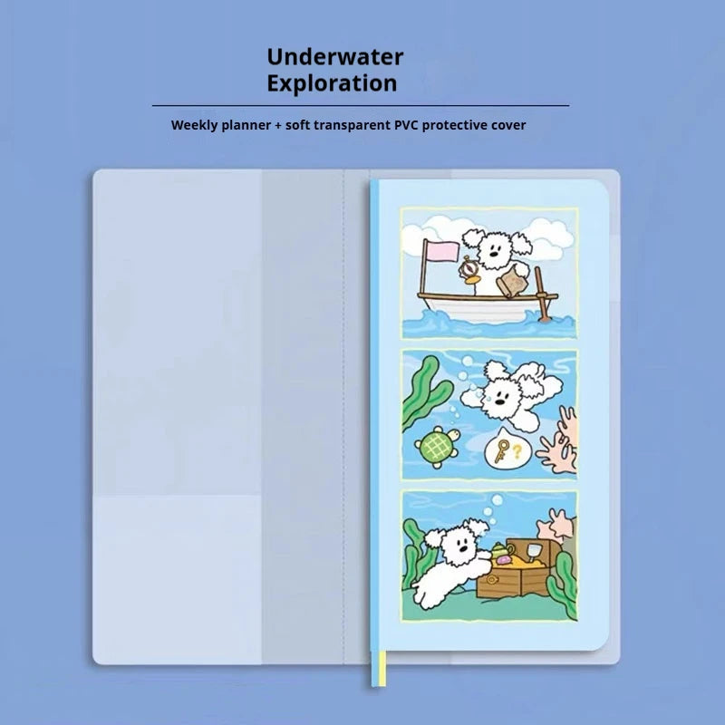 Kinbor Original Undated Weekly Planner, Illustrated Hardcover Journal with Two Pages Per Week, Portable To-Do List Notebook S