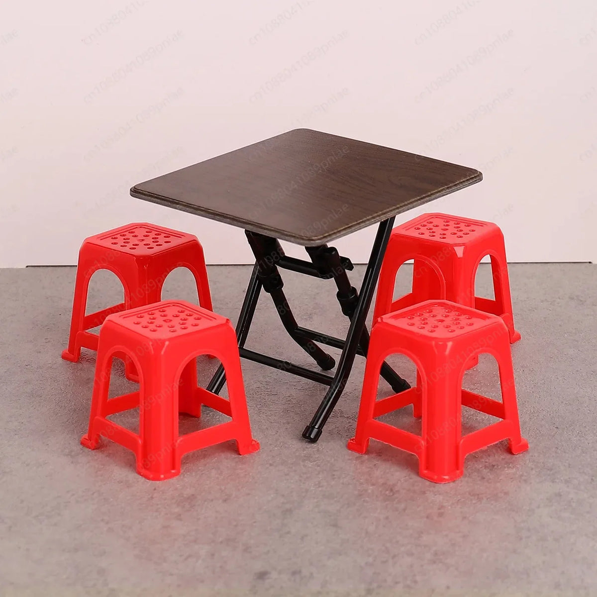 Miniature Vintage Table And Chair Set Guangdong Stool Simulation Model Accessories For Kids Pretend Play Dollhouse Mini Furni