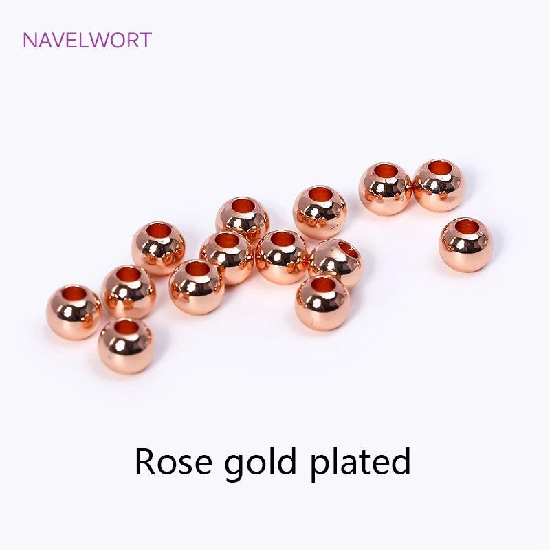 2/2.5/3/4/5/6mm 18K Gold Plated Loose Beads Brass Round Spacer Beads For Bracelet Making Findings,Accessories For Jewelry