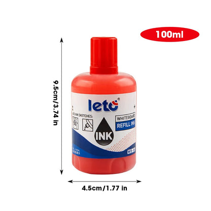1Box 100ml Whiteboard Marker Ink Refill Set - Assorted Colors Pack of Red Blue Black Green - Compatible with All Erasable Whi