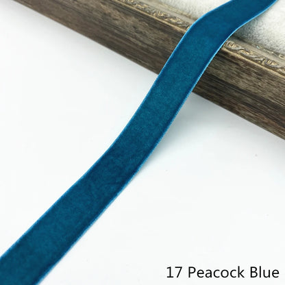 6-38mm Velvet Ribbon Wedding Party Decoration Handmade Gift Wrapping Hair Bowknot DIY Christmas #RoLi03 - 17 Peacock Blue / 6