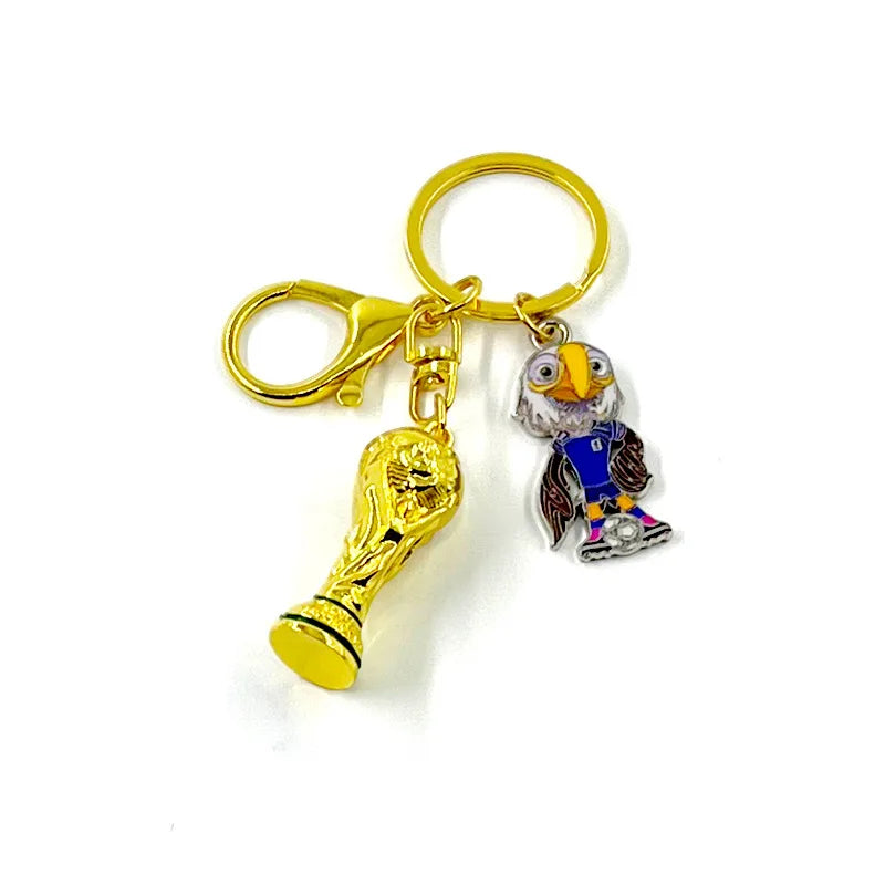 2026 FIFA Trophy Keychain Football Trophy Pendant Soccer Fan Souvenir Backpack Charm Collectible Gift Mascot Model - blue