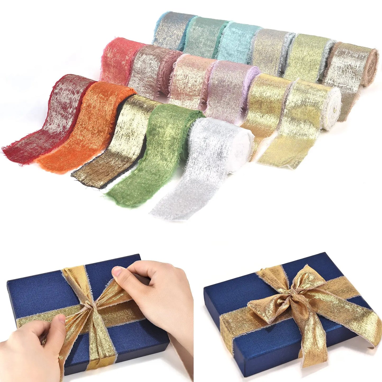 5M/Roll Silk Ribbon Handmade Ripped Ribbon Wedding Party Bowtie Bouquet Packaging DIY Ribbon Gift Box Ribbon Tie Decoration