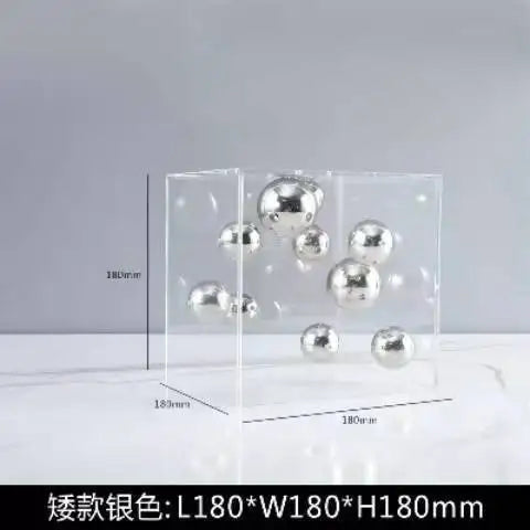 Creative Square Acrylic Cover Sphere Decoration Living Room Porch Cabinet Crafts Ornament Modern Clear Acrylic Square Home De