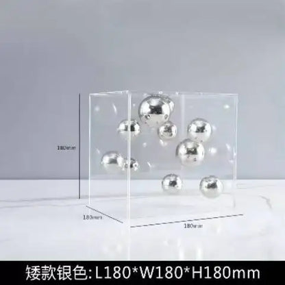 Creative Square Acrylic Cover Sphere Decoration Living Room Porch Cabinet Crafts Ornament Modern Clear Acrylic Square Home De