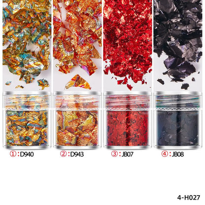 4Bottles/Set Gold Foil Leaf Flake Craft For Epoxy Resin Mold Jewelry Making Decoration Gold Foil Paper Nail Art Glitter Suppl