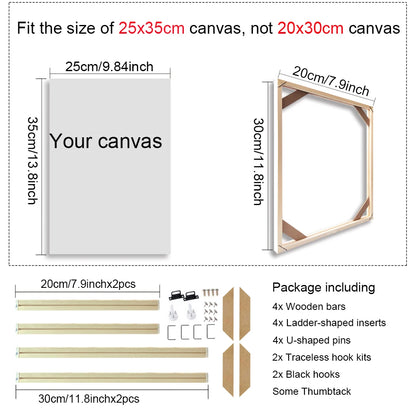 Various Sizes Canvas Frame Wooden Frames Natural Wooden Photo Oil Painting Canvas Diamond Painting Frames Canvas Wood Wall Fr