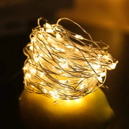 Led Copper Wire Fairy Lights Waterproof LED String Lights Battery Operated DIY Wedding Party Christmas Decoration Garland - y