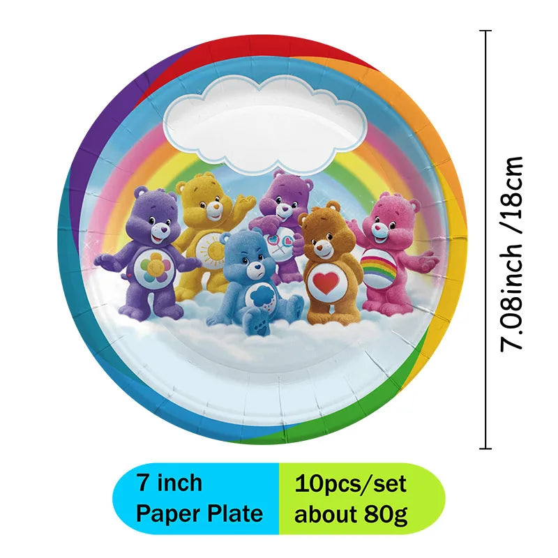 Care Bear Party Supplies Disposable Plate Napkin Tablecloth Cake Topper Gifts Bag Kids for Birthday Party Decorations Set Gif