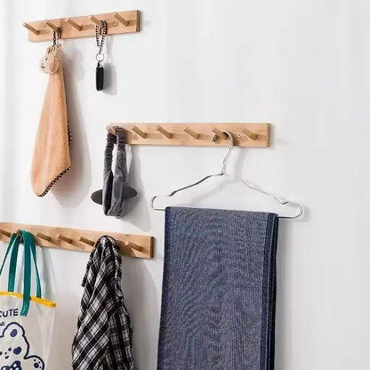Wall Mounted Hanger Room Hooks Key Hallway Storage Holders Practical Decoration Nordic Bamboo Door Clothes Hats Robe Back Rac