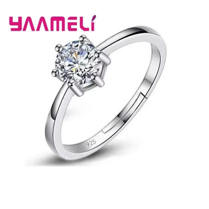 Fine Wedding Rings for Men Women Gift S925 Sterling Silver Color Austrian Crystal Engagement Proposal Ring Jewelry Bague Femm