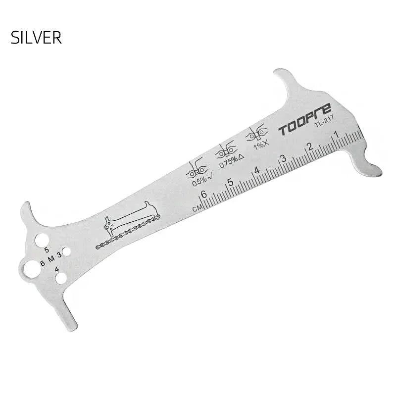 Bicycle Chain Wear Indicator Ruler Repair Tool Stainless Steel Mountain Road Bike Chain Gauge Measurement Checker Screw Diame