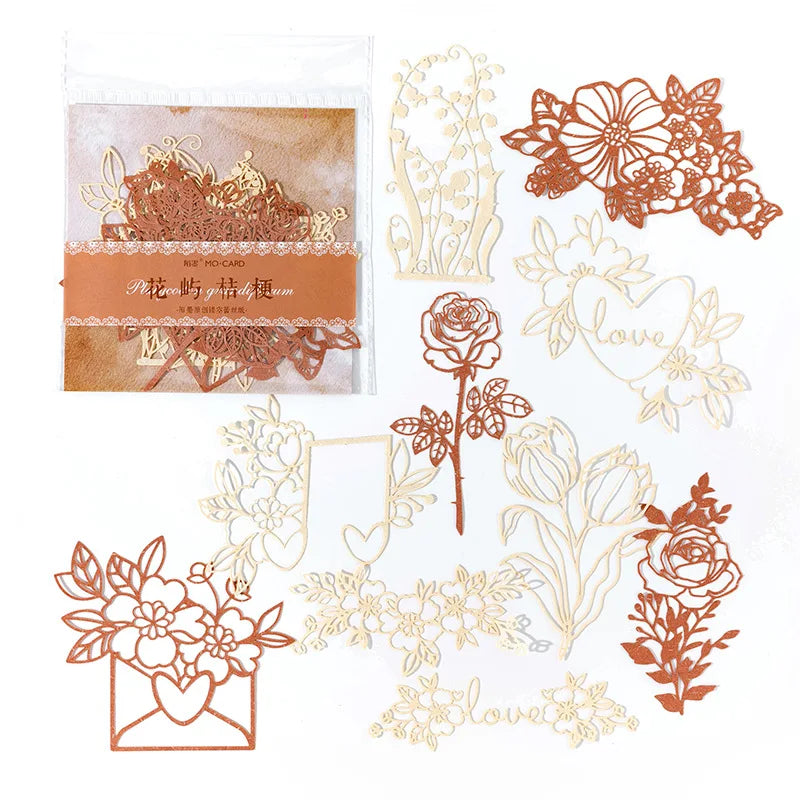 10 pcs Vintage Lace Hollow Material Paper Butterfly Craft Paper Junk Journal Planner Decorative DIY Scrapbooking Material Pac