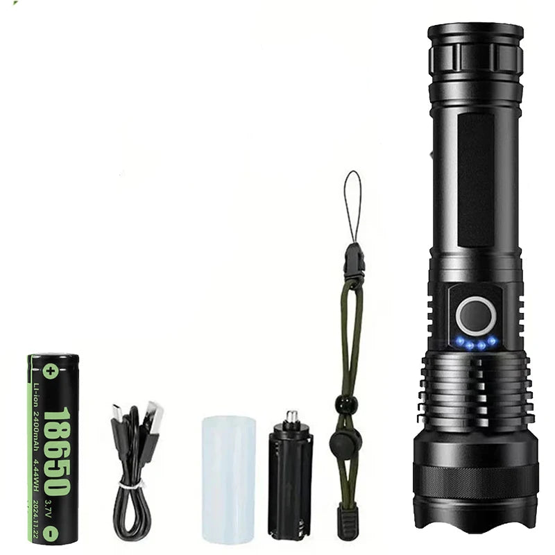 Rechargeable Flashlights High Power LED Tactical Flashlight Super Bright Handheld Hunting Torch Light for Emergency Hiking - 