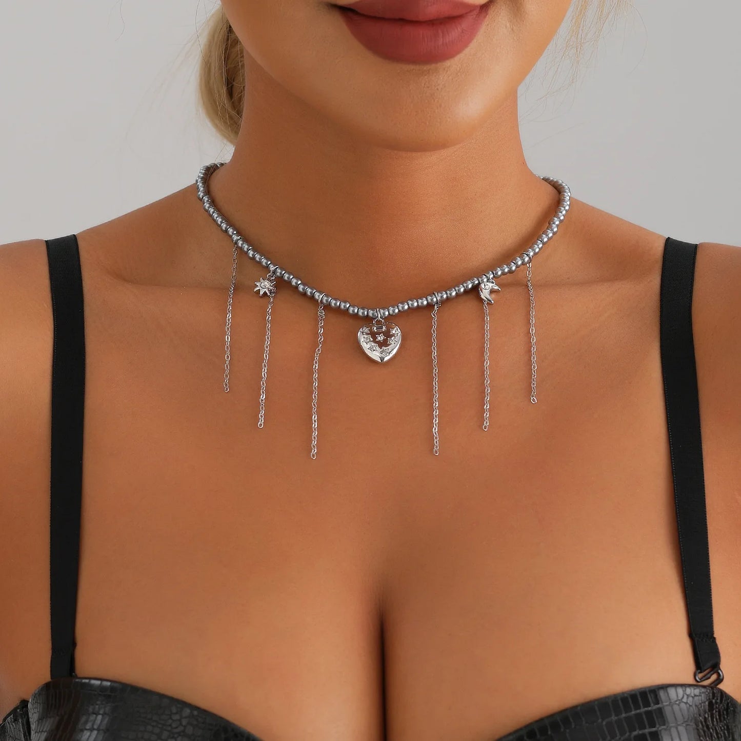 LATS Versatile Beaded Tassels Necklace Adjustable Length Neckchain for Party Wear Fashion Jewelry Accessories Gift - 77904