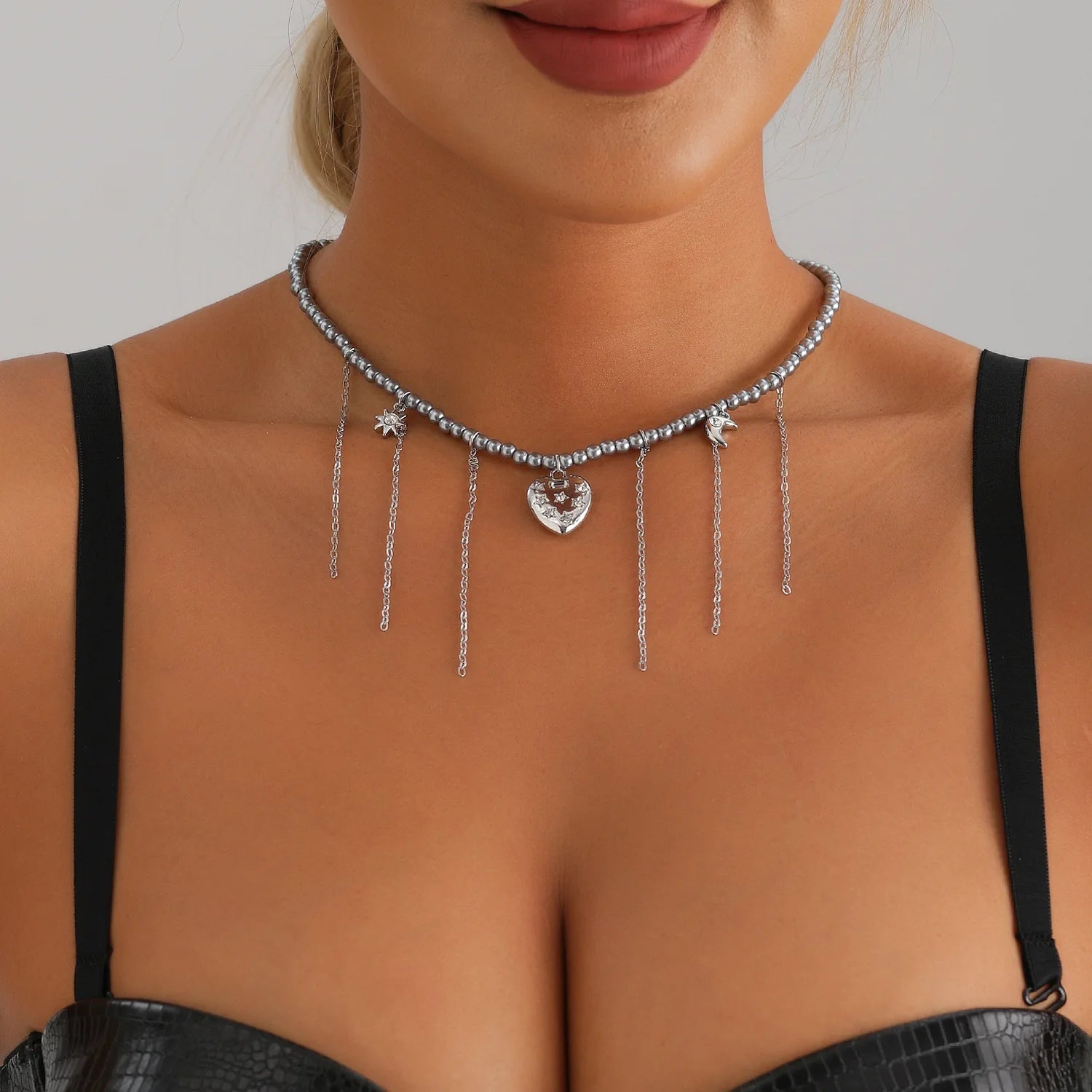LATS Versatile Beaded Tassels Necklace Adjustable Length Neckchain for Party Wear Fashion Jewelry Accessories Gift - 77904