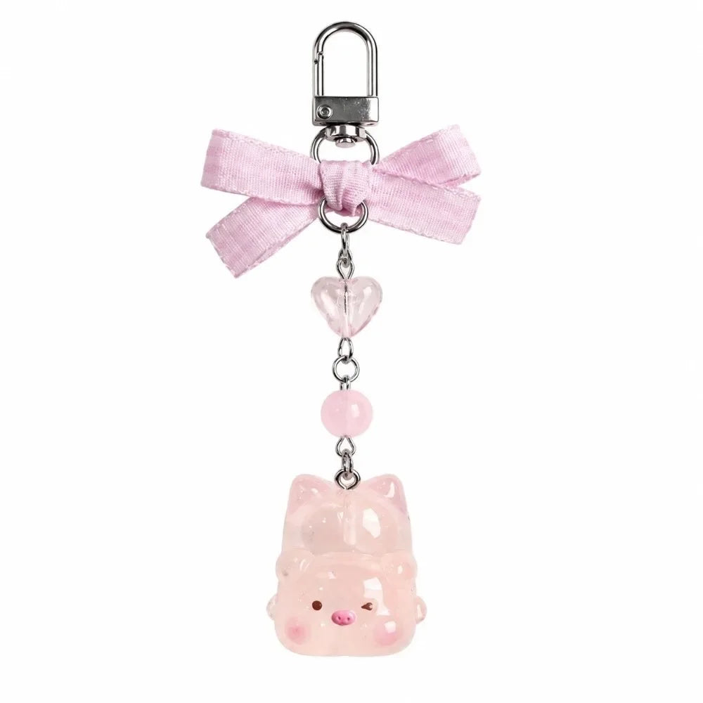 Cute Portable Deer Keychain 11.5cm Length Korean Style Phone Charms Handmade DIY Bead Case - C8