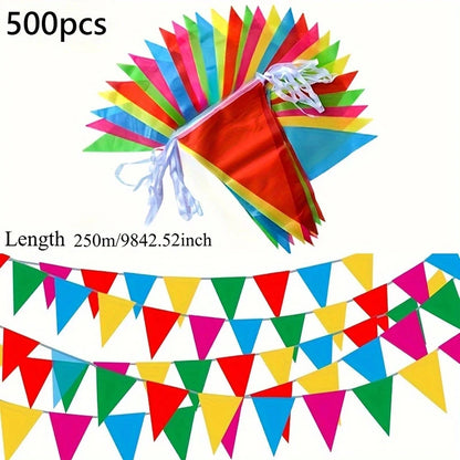 500/300/100Pcs Flags Colorful Pennant Banner Flags Triangle Flags, Garland for Theme Birthday Party, Outdoor Event Anniversar