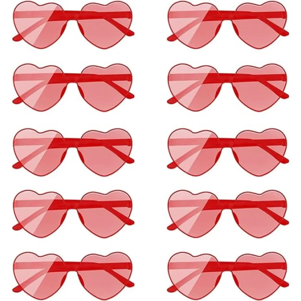 10 pcs Heart-Shaped Glasses Party Favors, Plastic Novelty Eyewear, for Weddings, Birthdays, Anniversaries, Bachelor Parties -
