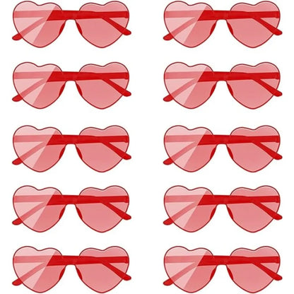10 pcs Heart-Shaped Glasses Party Favors, Plastic Novelty Eyewear, for Weddings, Birthdays, Anniversaries, Bachelor Parties -