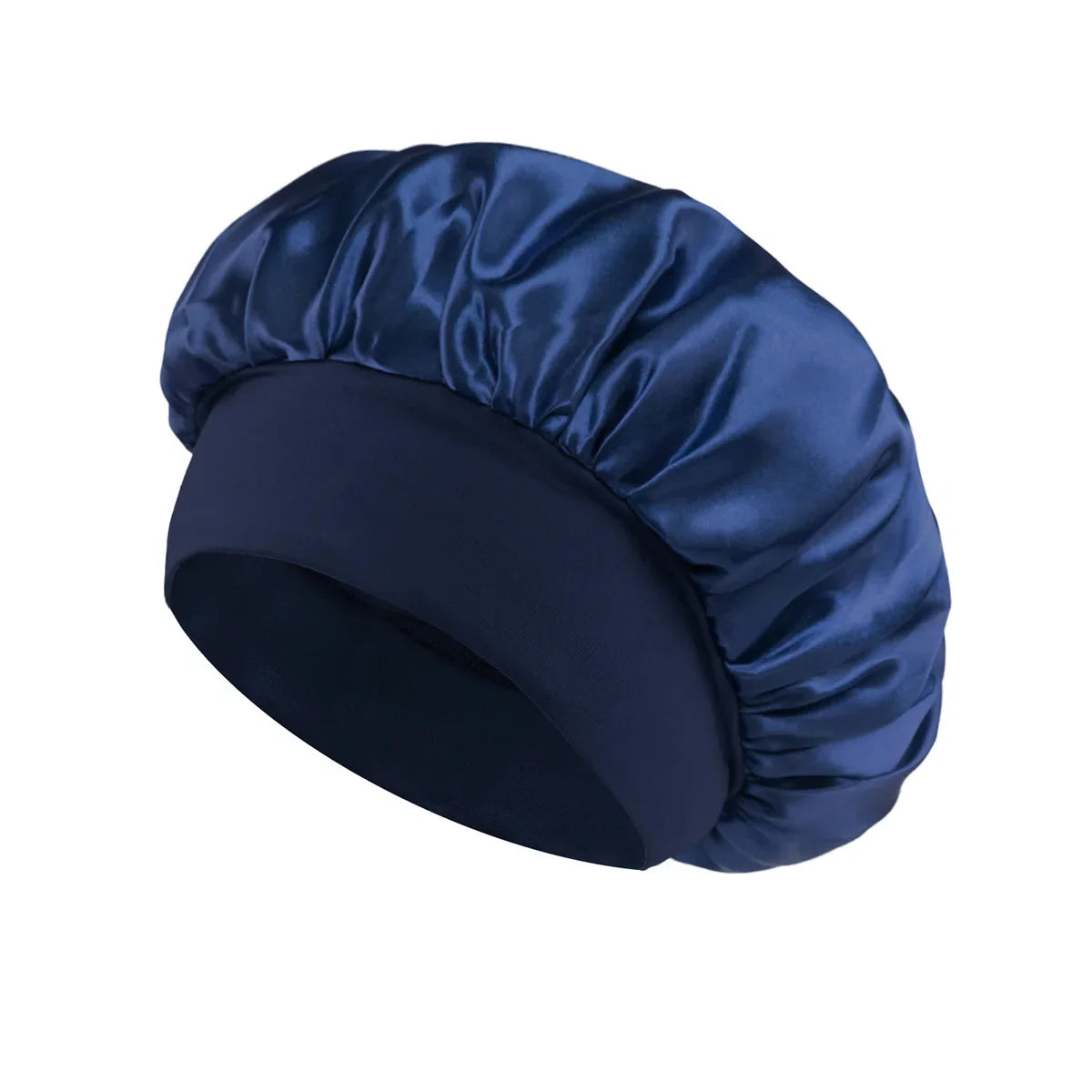 Women Satin Bonnet Hair Bonnet for Sleeping Hair Care Silk Bonnets Solid Wide-brimmed Sleeping Hat with Elastic Soft Band - n