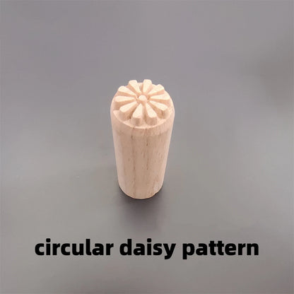 9 Patterns Wood Stamps DIY Wooden Clay Seal Set Round Pottery Tool Moon Cake Mantou Pasta Kitchen Food Seal Homemaking Tool 1