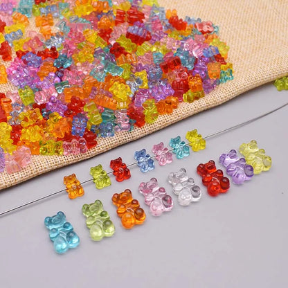 8x11mm 12x19mm Rainbow Colorful Cute Bear Acrylic beads for Jewelry Making Diy Bears Necklace Bracelet Earrings Gift Cross Ho