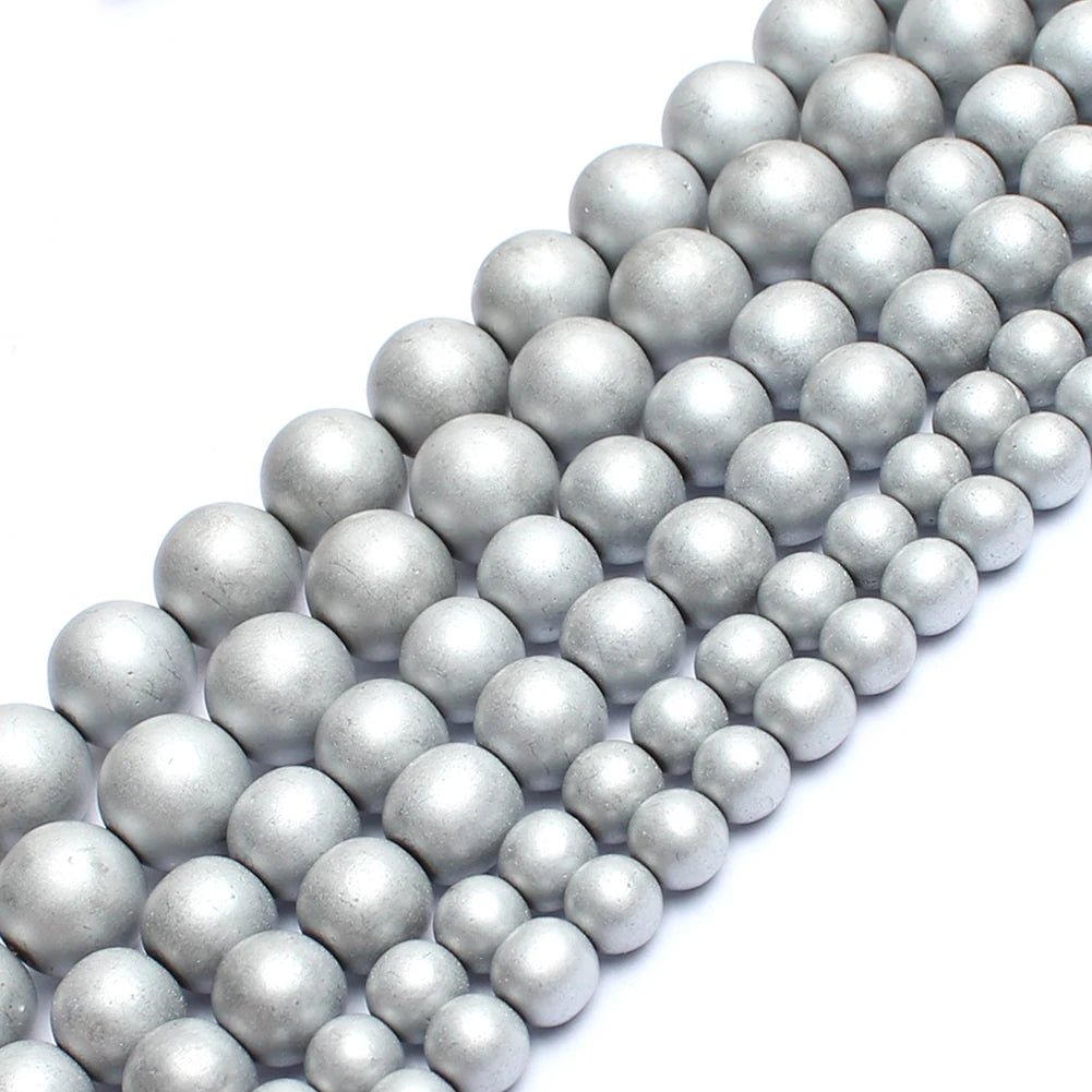 Natural Stones Rhodium Rose Gold Plated Hematite Round Loose Mineral Beads for Bracelet DIY Jewelry Making 15inch 2/3/4/6/8/1