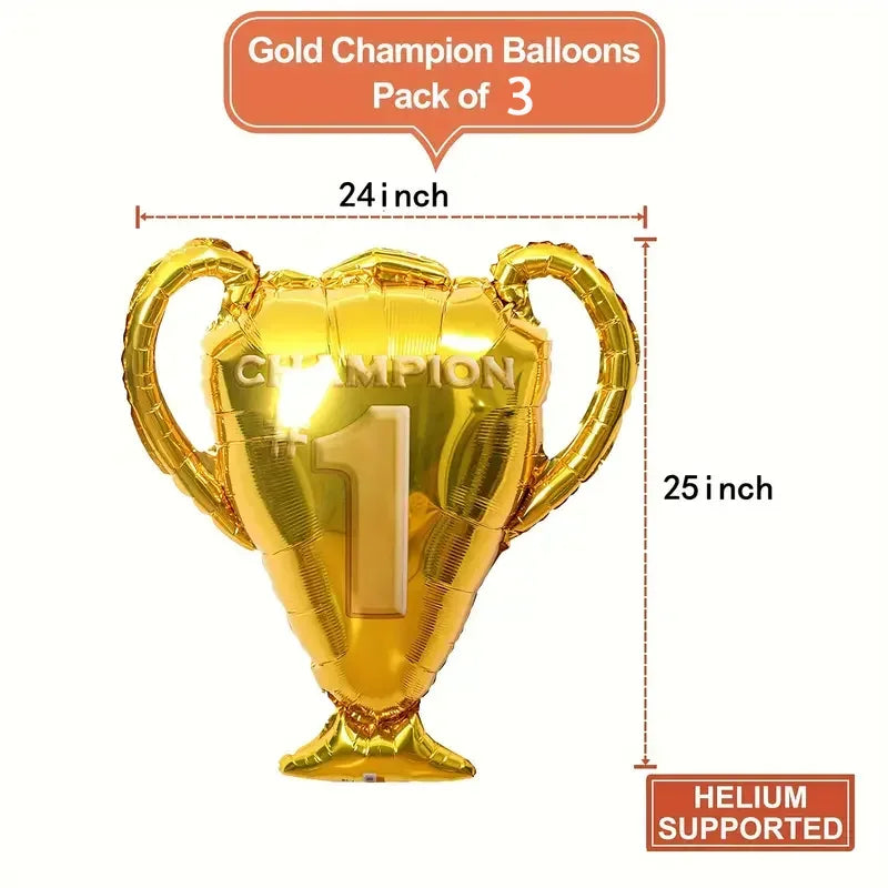 4pcs Champion Trophy Aluminum Balloon Football Basketball Anniversary Birthday Party Decoration