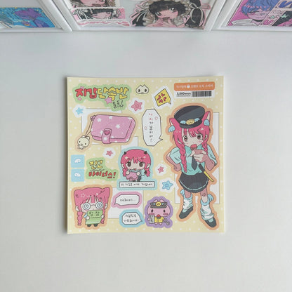 1/6PCS Cute Cartoon Sweet Cool Girl Stickers Hand Account Diary Notebook Planner Scrapbook DIY Decorative Stickers - 03