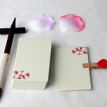20/40Pcs Blank Greeting Cards, Chinese Style Paper, White Kraft, Small, Floral, DIY Crafts - H / 40Pcs