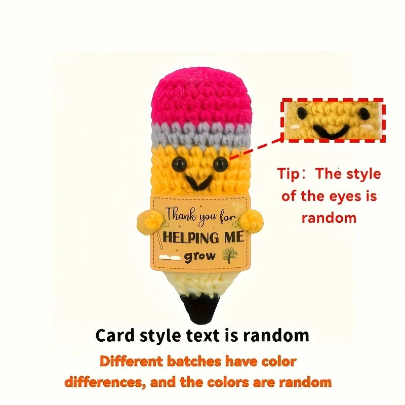 1pc Vibrant Yellow Crochet Pencil Amigurumi with "BEST TEACHER EVER" Gift Tag - Ideal for Teacher Appreciation & DIY Craft De