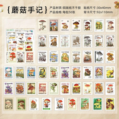 50 sheets Philatelic museum series Postage stamp theme stickers Scrapbooking Material handmade Diary Album Junk Journal Suppl
