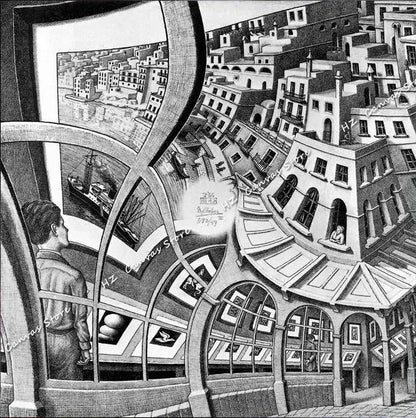 Modern Abstract Art Escher Surreal Geometric Artwork Posters Prints Canvas Painting Wall Art Pictures for Living Room Home De