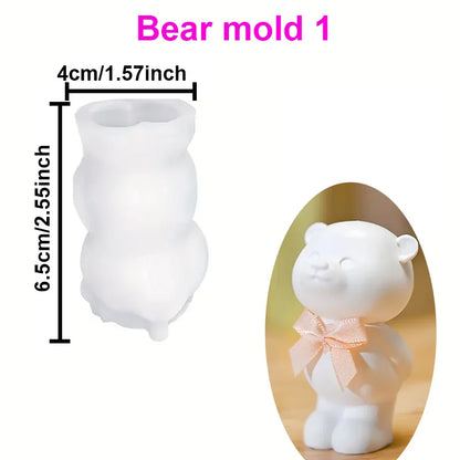 Adorable Bear Silicone Mold - DIY Cute Bear Perfect for Candle Making, Plaster Crafts and Home Decoration Gifts