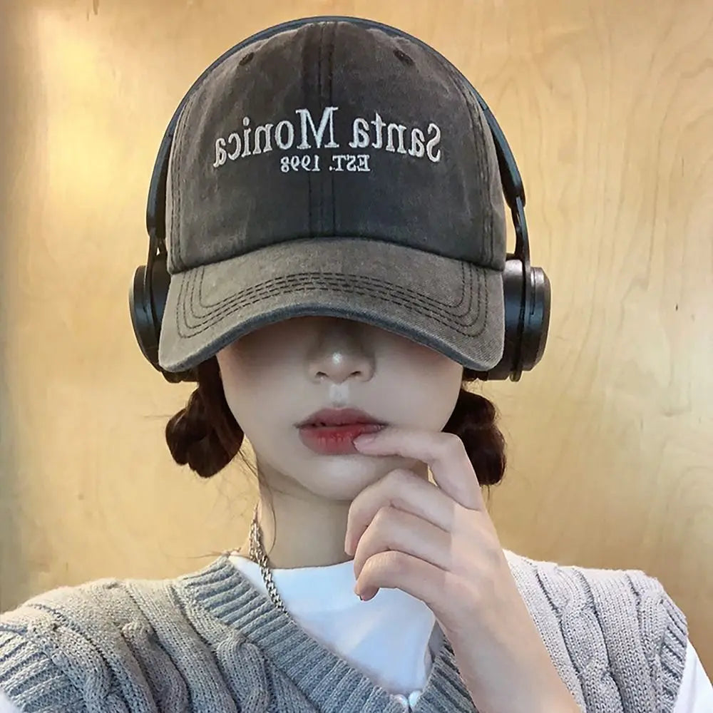 INS Style Letter Embroidered Baseball Cap Face Smaller Sun Protection Hip Hop Hat Sun Hat Couples