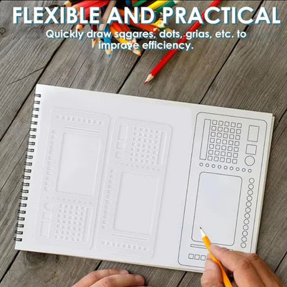 3Pcs Handmade Flexible Record Template Reusable Stencils Drafting Tools For Journaling Checklists Boxes Lines & Daily Plannin